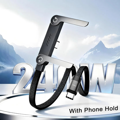 240W Charging Cable with Bracket Data Cable Type-C for Iphone and Samsung